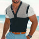 Camiseta de punto de manga corta con cuello en V cómoda de verano para hombre