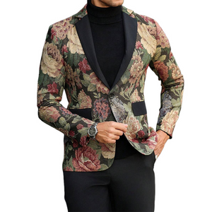 Lässiger Herrenblazer mit Blumenmuster und Jacquardmuster