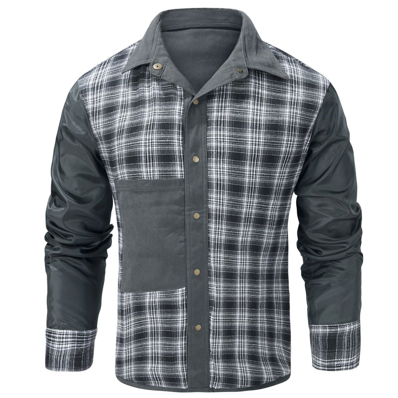 COLLAR PLAID FLANNEL CASUAL JACKET RETRO JACKET