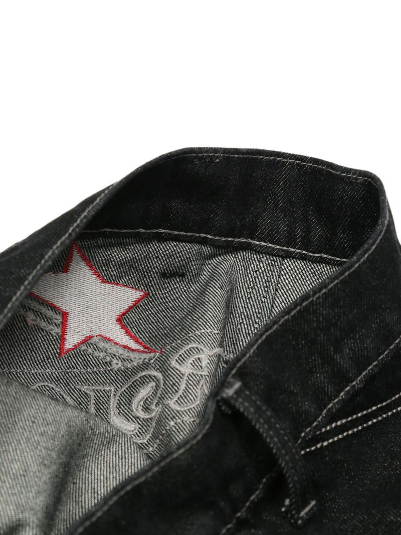 Dark Gothic Embroidered Star Straight Jeans