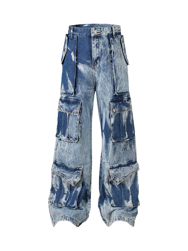 High Street Washed Distressed Work Jeans