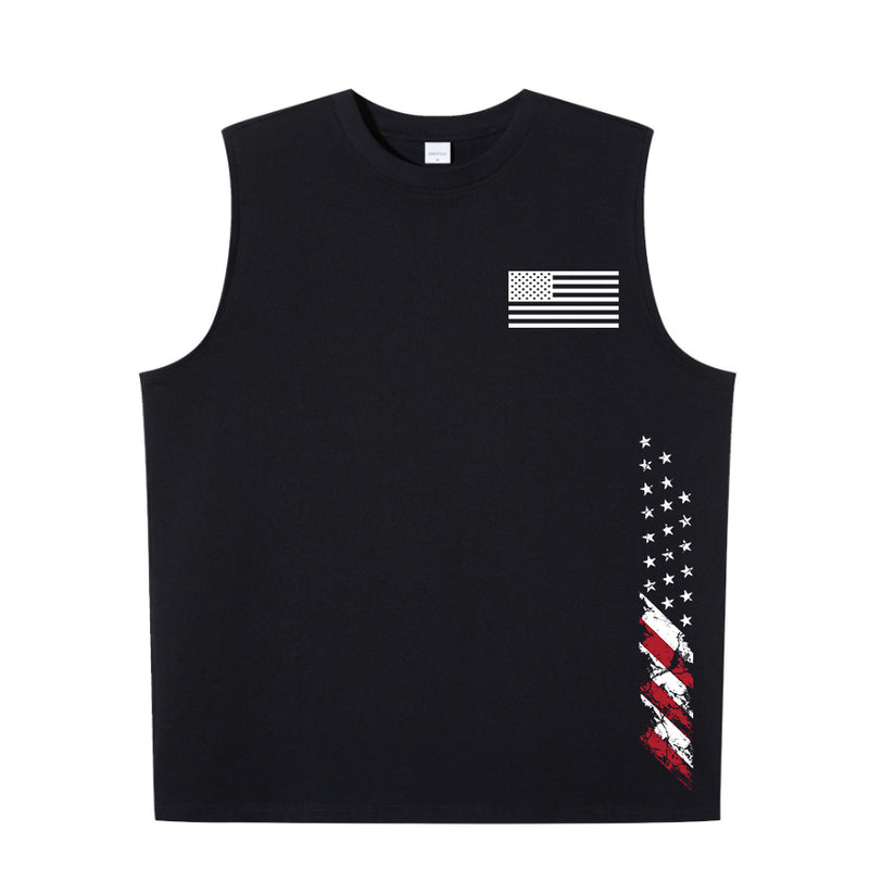 USA Flag print Men's pure cotton round neck vest