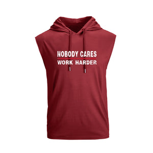 CAMISETA SIN MANGAS CON CAPUCHA Y SECADO RÁPIDO CON ESTAMPADO NOBODY