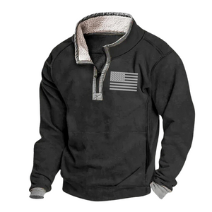 USA FLAG Lässiger Stehkragen, Fleece-Sweatshirt