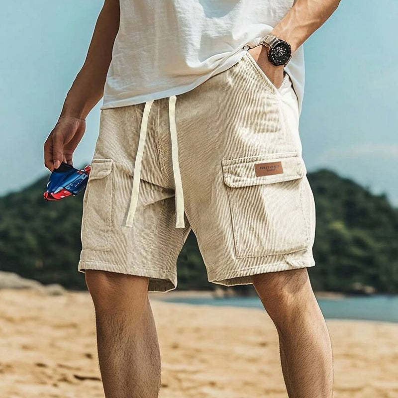 Pantalones cortos cargo de pana lisa para hombre