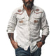 Camisa de manga larga bordada de algodón vintage para hombre 