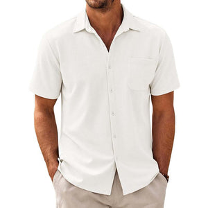 Camisa informal de manga corta de mezcla de algodón para hombre
