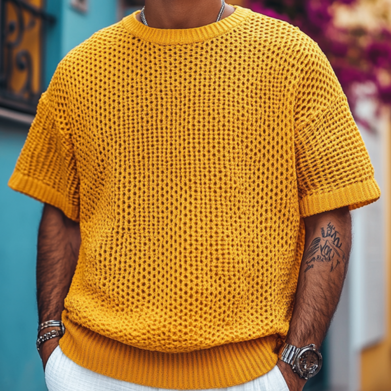 Camiseta informal de cuello redondo, suave, holgada y de manga corta para hombre