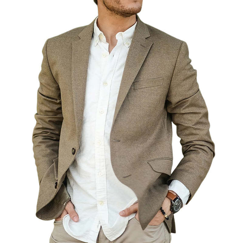Men's Khaki Blend Two-Button Blazer