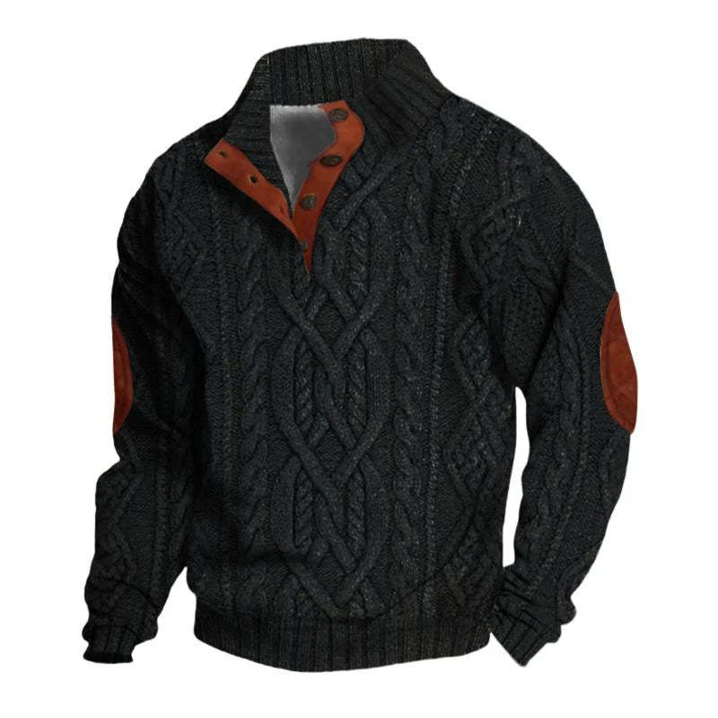 Suéter vintage de punto con cuello alto para hombre