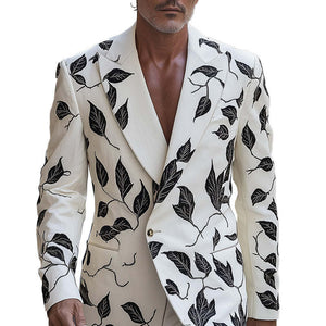 Chaqueta de traje fina estampada de moda de primavera para hombre