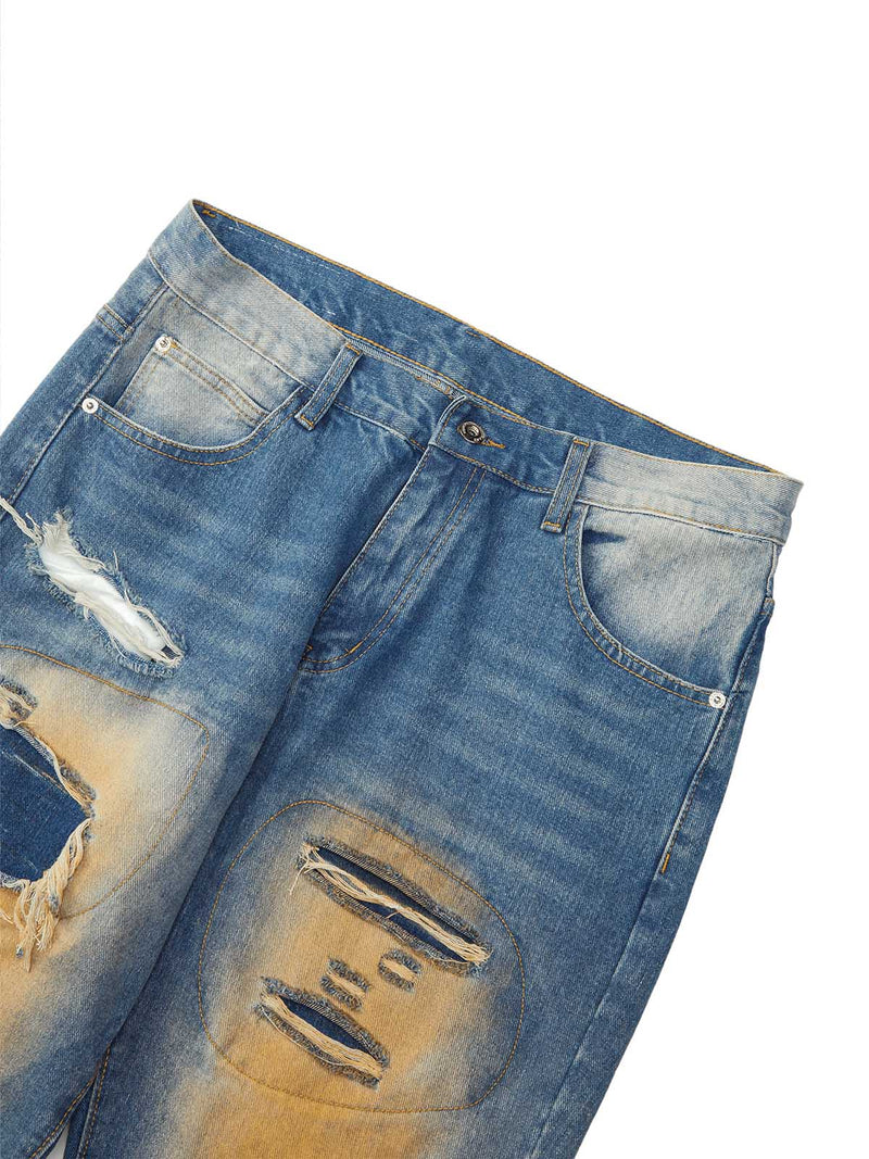 High Street Washed Spray Paint Ripped Jeans