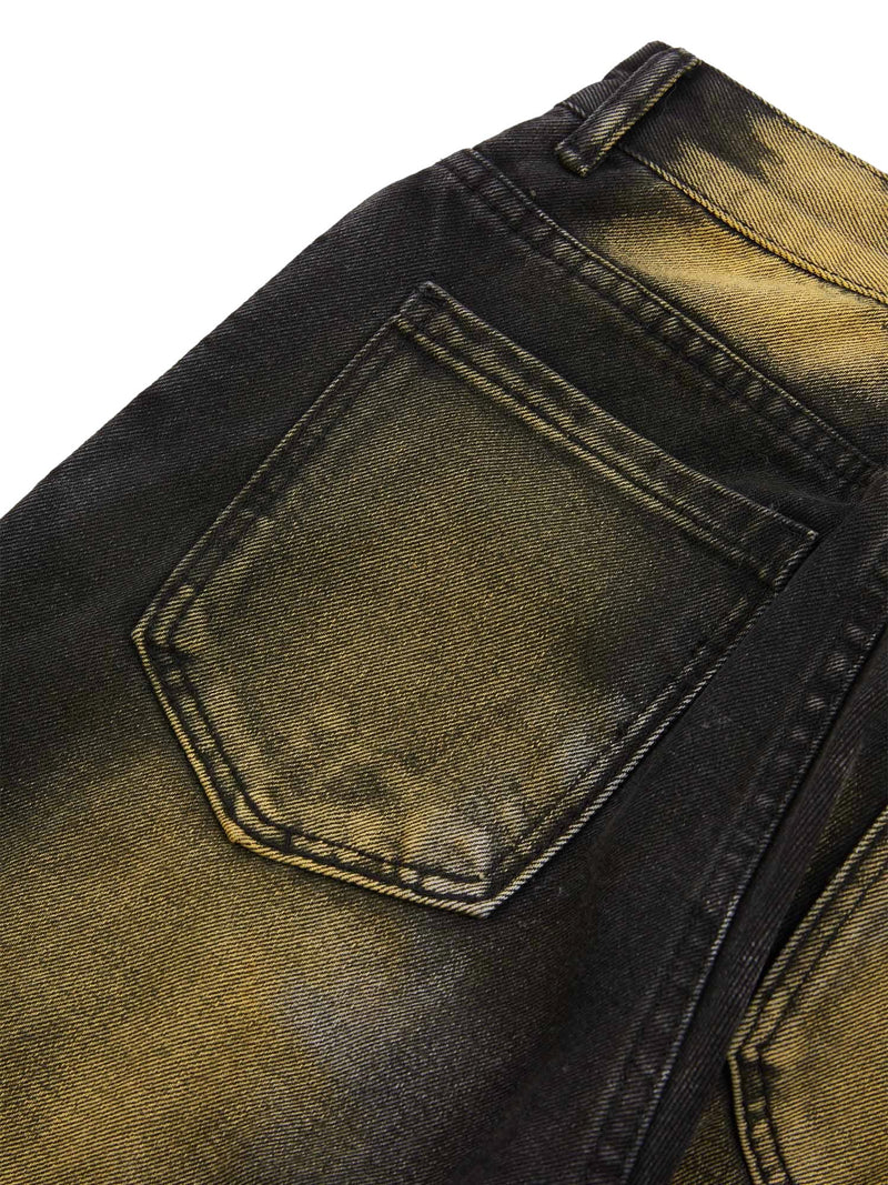 Hip-hop Washed Distressed Loose Spray-dyed Jeans