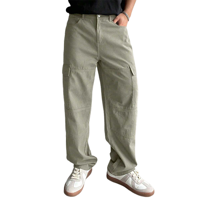 Pantalones cargo casuales lavados vintage de algodón para hombre 