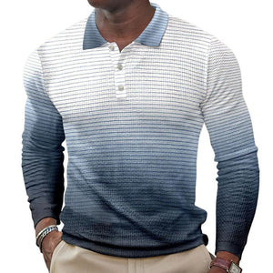 Camisa polo informal con solapa y estampado 3D para hombre