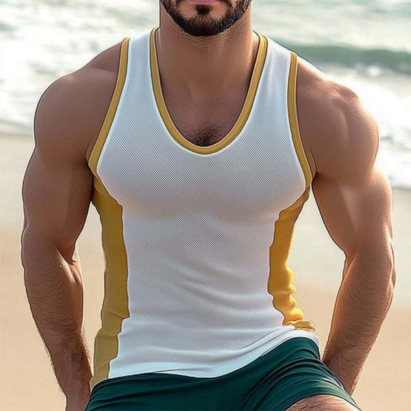 Camiseta de tirantes ajustada de verano para hombre, transpirable, a juego con la piel