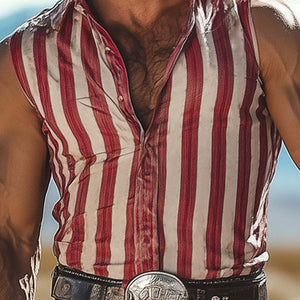 Men's Retro Slim Fit Vertical Striped Tank Top