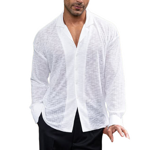 Camisa de manga larga transpirable a rayas para hombre 