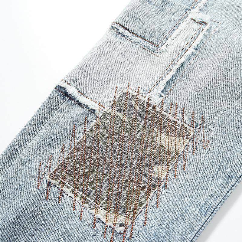 Men's Patchwork Embroidered Jeans