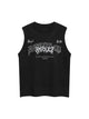 High Street Gothic Letter Print Suede Tank Top