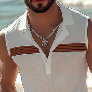 Camiseta de tirantes texturizada con cuello polo de moda de verano para hombre