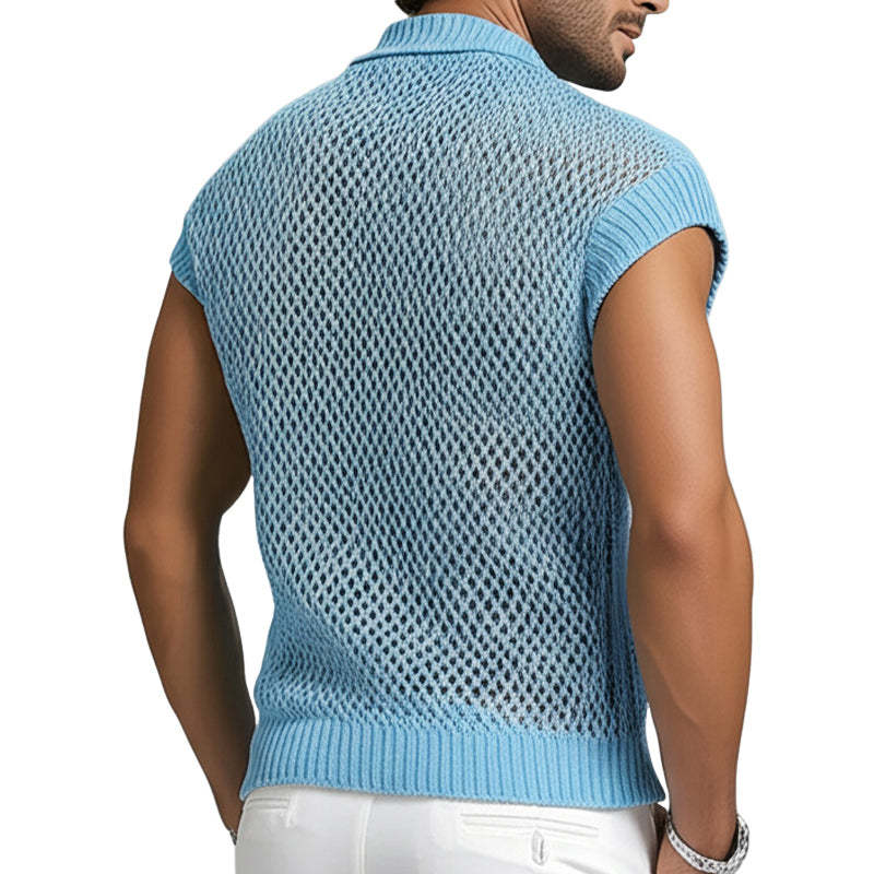 Camiseta de malla de punto transpirable de moda de verano para hombre
