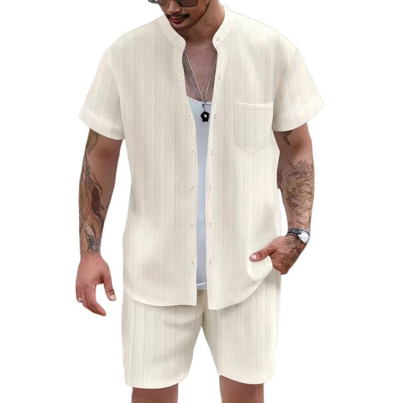 Conjunto de dos piezas de pantalones cortos casuales de manga corta para hombre