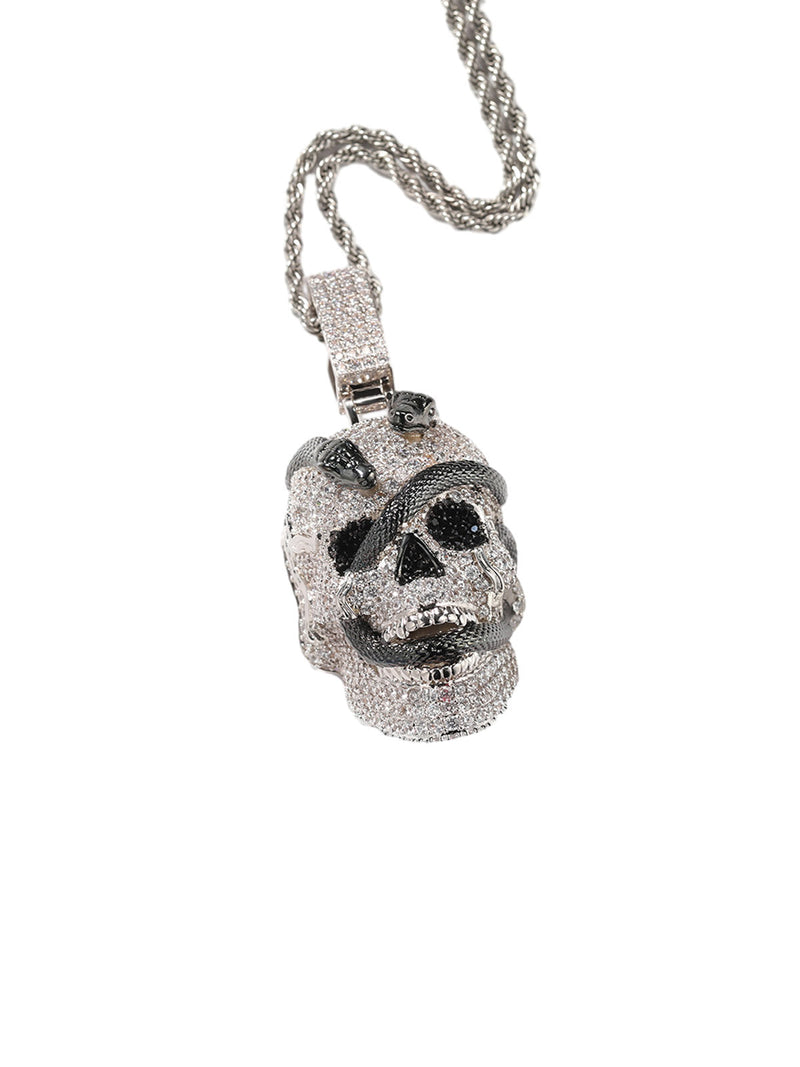 Skull Snake Zircon Copper Necklace