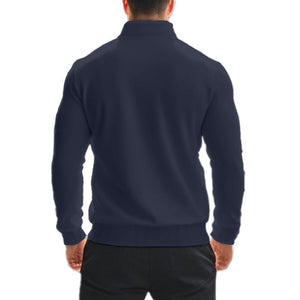 Sudadera informal con cremallera y cuello alto para hombre, color liso