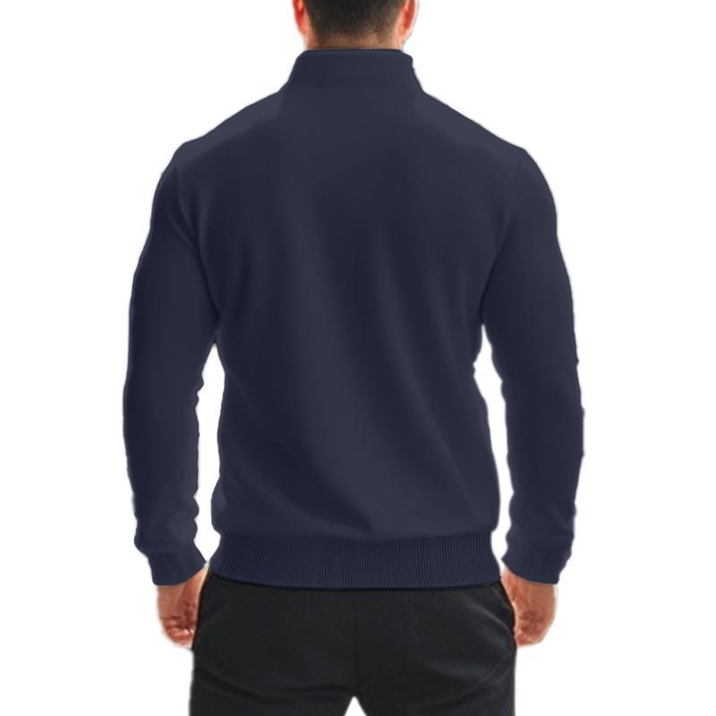 Men's Casual Zipper Stand Collar Solid Color Sweatshirt