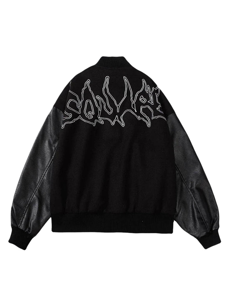 Symbol Embroidery PU Leather Racing Jacket