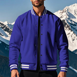 Lässige Fleece-Sport-Baseballjacke mit Stehkragen für Herren