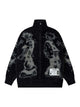 Graffiti Faux Mink Fur Zip Up Sweater