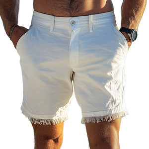 Men's Solid Color Basic Cotton And Linen Skin-Friendly Breathable Shorts