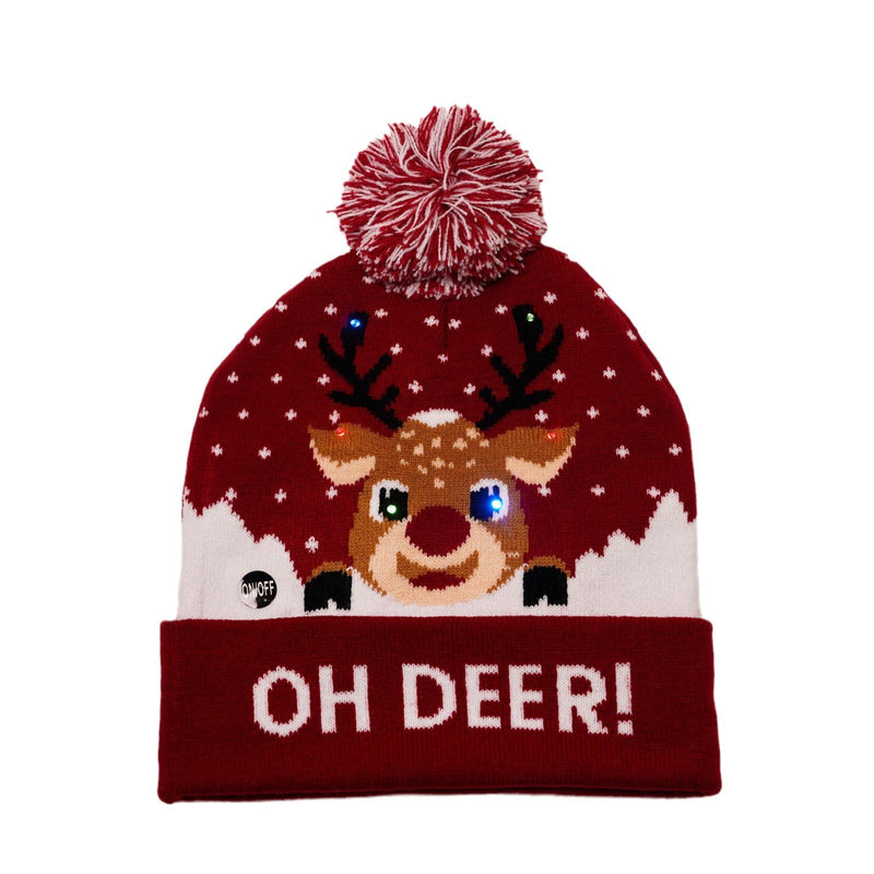 CHRISTMAS PARTY LED LIGHT KNITTED JACQUARD KNITTED YARN HAT