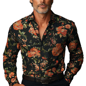 Men's Vintage Western Print Long Sleeve Shirt