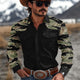 Men's Camo Camouflage Western Shirt Cowboy Shirt Long Sleeve Western Casual Outdoor Spring Fall Turndown 2 Pockets Black Brown Green Khaki