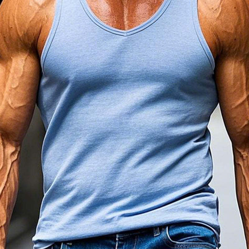 Camiseta sin mangas azul cielo sencilla y ajustada para hombre