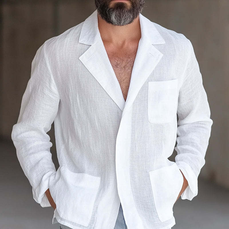 Men's Cotton And Linen Loose Thin Blazer