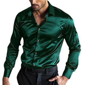 Men's Silk Lapel Long Sleeve No-iron Anti-wrinkle Shirt