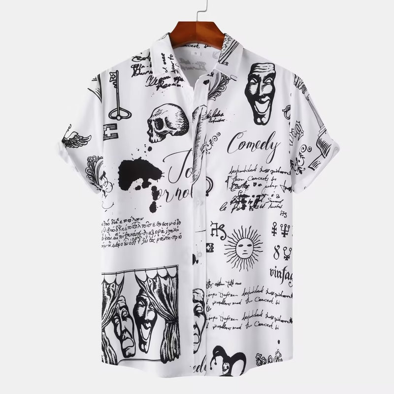 MEN'S CASUAL PRINTED SHORT SLEEVED SHIRT BEACH SHIRT