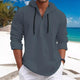 Men's Solid Loose Hooded Long Sleeve Casual Shirt