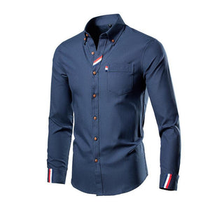 Camisa informal multicolor de manga larga para hombre, camisa holgada