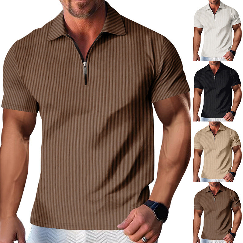 ZIPPER STRIPED MEN'S POLO SHIRT