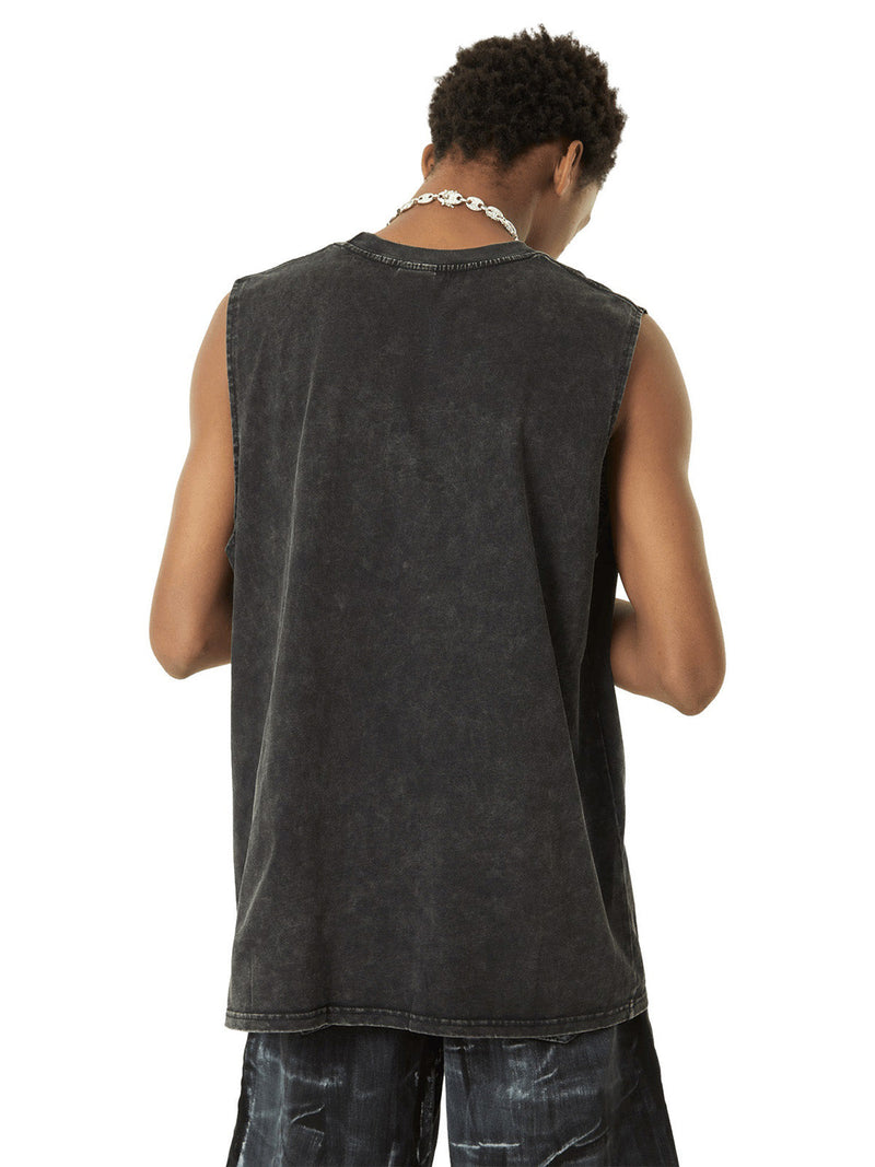 Retro Washed Character Thorns Street Rap Vest