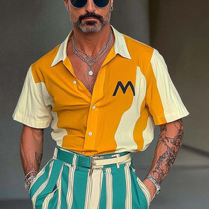 Men's Contrast Print Short Sleeve Shirt