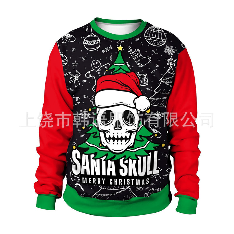 CHRISTMAS HALLOWEEN 3D DIGITAL PRINTED COUPLE'S ROUND NECK HOODIE