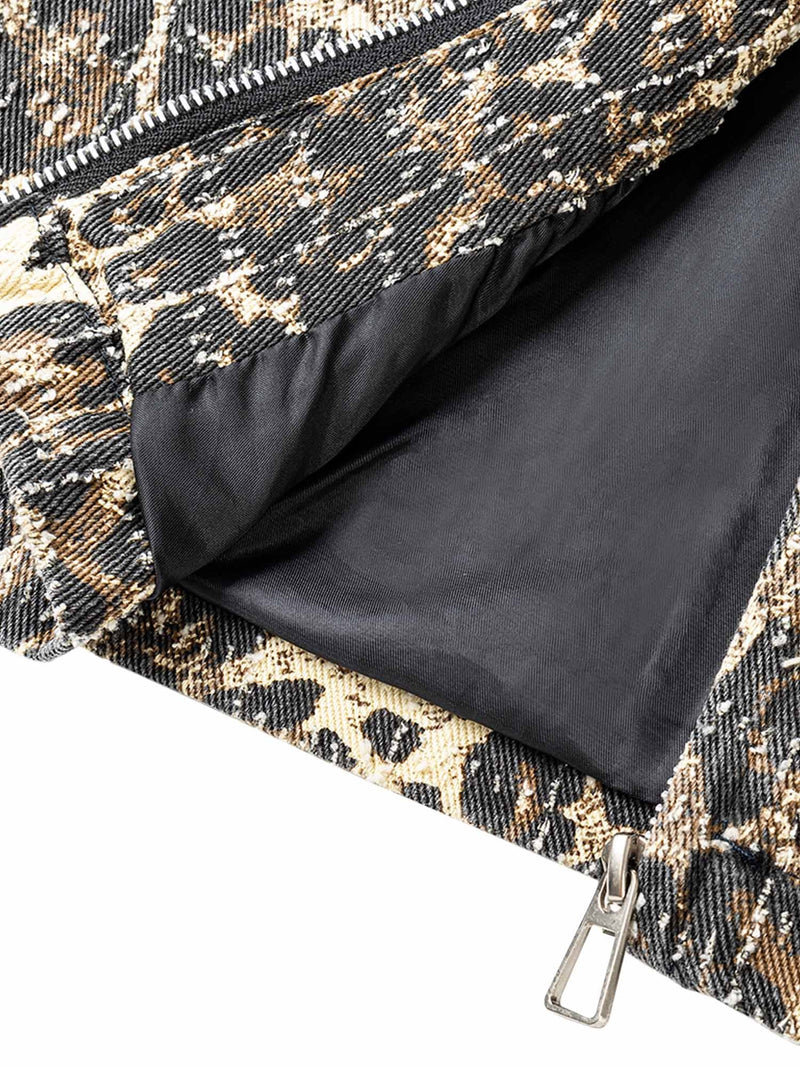 Jeansjacke mit Retro-Leopardenmuster