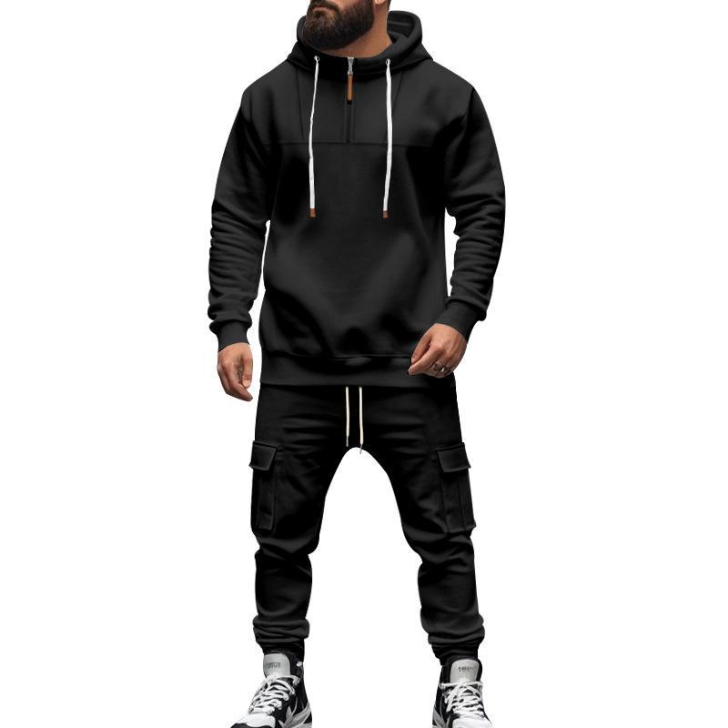Men's Loose Sports Hooded Sweatshirt And Pants Set