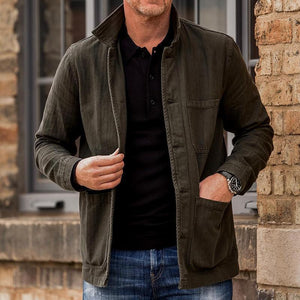 Lässige Vintage-Jacke mit gewaschenem Revers für Herren